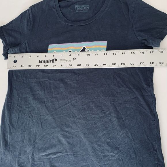 Patagonia T Shirt Youth XXL 16-18 Navy Blue Organic Cotton Short Sleeve Logo Tee - Picture 5 of 7
